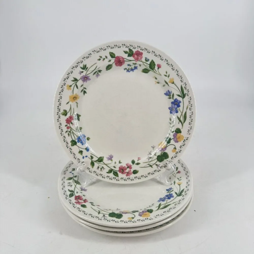 Vintage 1993 Farberware English Garden #225 Set of 4 Salad Plates 7 1/2”